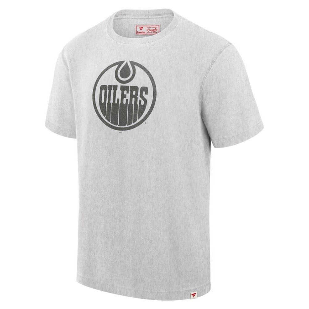 NWT Fanatics NHL Edmonton Oilers Gray Tee T-shirt Cotton Made In Canada Large - Picture 2 of 13